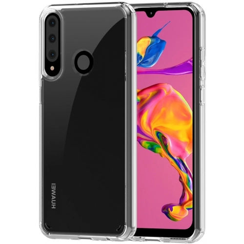 Huawei Y6p Kılıf Korumalı Kenarları Silikon Arkası Sert Coss Kapak - Şeffaf