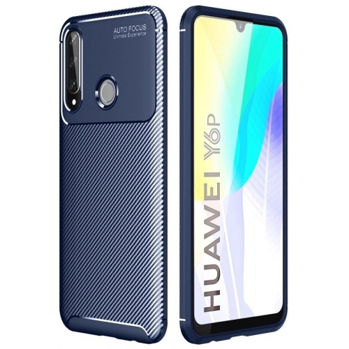 Huawei Y6p Kılıf Silikon Parmak İzi Bırakmayan Karbon Soft Negro Kapak - Lacivert