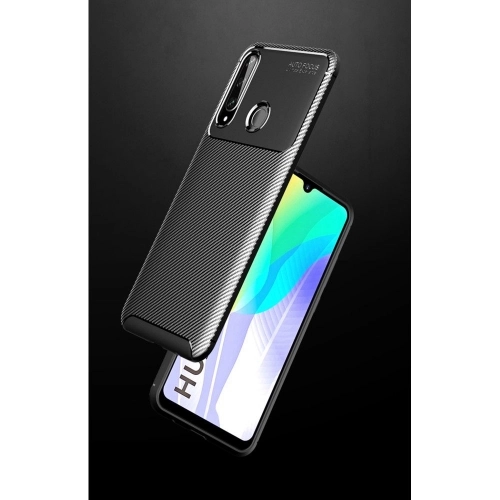 Huawei Y6p Kılıf Silikon Parmak İzi Bırakmayan Karbon Soft Negro Kapak - Siyah
