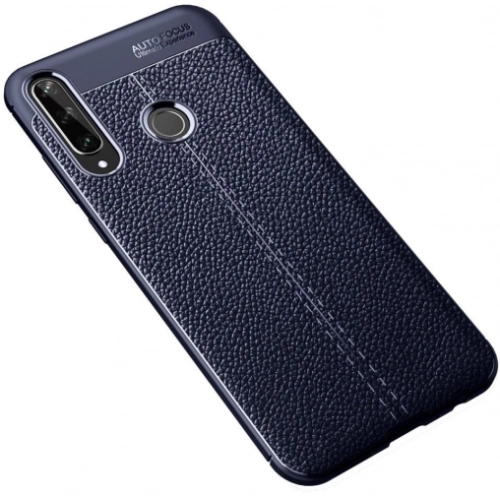 Huawei Y6p Kılıf Deri Görünümlü Lüks Parmak İzi Bırakmaz Niss Silikon Kapak - Lacivert