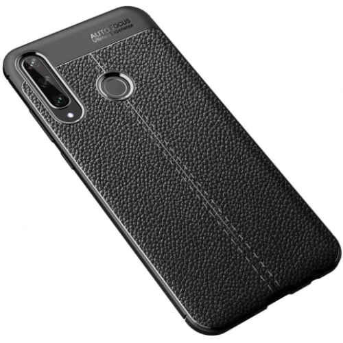 Huawei Y6p Kılıf Deri Görünümlü Lüks Parmak İzi Bırakmaz Niss Silikon Kapak - Siyah