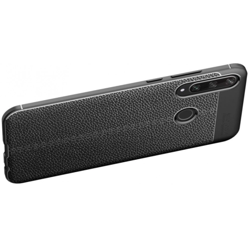 Huawei Y6p Kılıf Deri Görünümlü Lüks Parmak İzi Bırakmaz Niss Silikon Kapak - Siyah