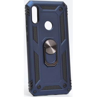 Huawei Y6s Kılıf Silikon Zırhlı Standlı Yüzüklü Mıknatıslı Tank Kapak - Lacivert