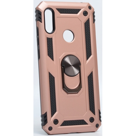 Huawei Y6s Kılıf Silikon Zırhlı Standlı Yüzüklü Mıknatıslı Tank Kapak - Rose Gold