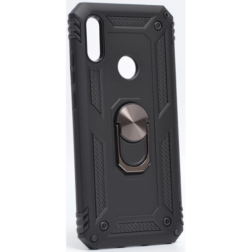 Huawei Y6s Kılıf Silikon Zırhlı Standlı Yüzüklü Mıknatıslı Tank Kapak - Siyah