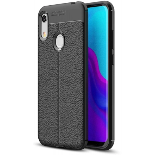 Huawei Y6s Kılıf Deri Görünümlü Lüks Parmak İzi Bırakmaz Niss Silikon Kapak - Siyah