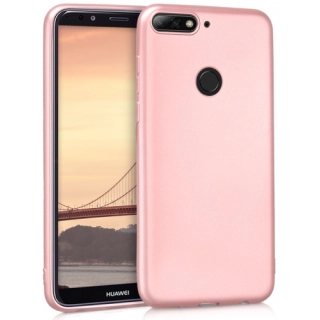 Huawei Y7 2018 Kılıf İnce Soft Mat Renkli Esnek Silikon Kapak - Rose Gold