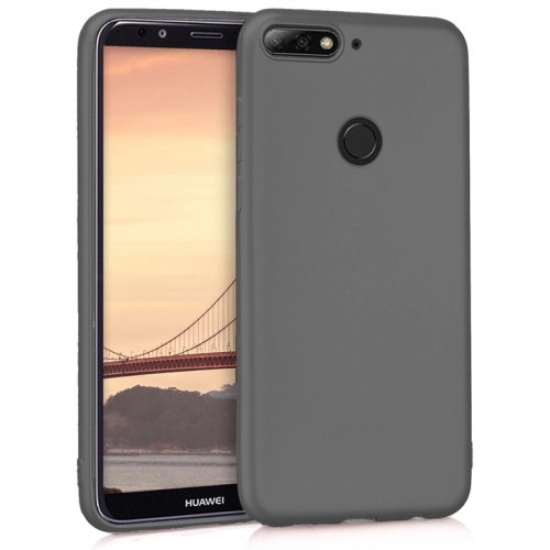 Huawei Y7 2018 Kılıf İnce Soft Mat Renkli Esnek Silikon Kapak - Siyah