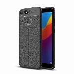 Huawei Y7 2018 Kılıf Deri Görünümlü Parmak İzi Bırakmaz Niss Silikon - Siyah