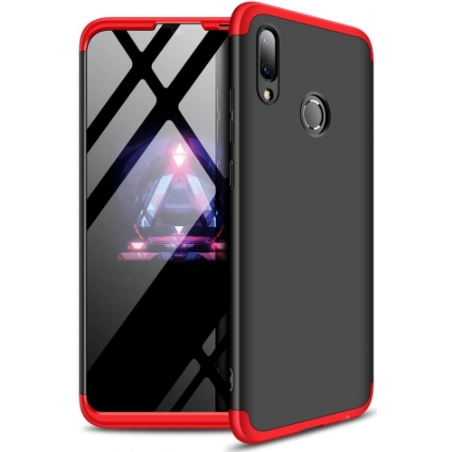 Huawei Y7 2019 Kılıf 3 Parçalı 360 Tam Korumalı Rubber AYS Kapak - Kırmızı - Siyah