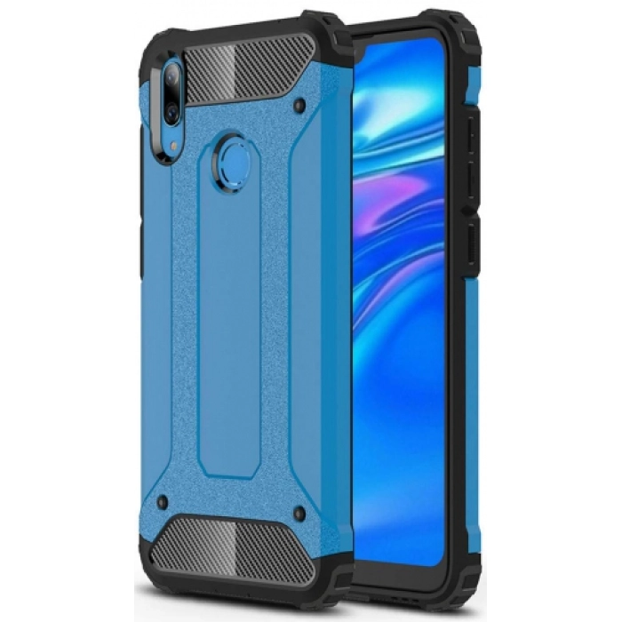 Huawei Y7 2019 Kılıf Zırhlı Tank Crash Silikon Kapak - Mavi