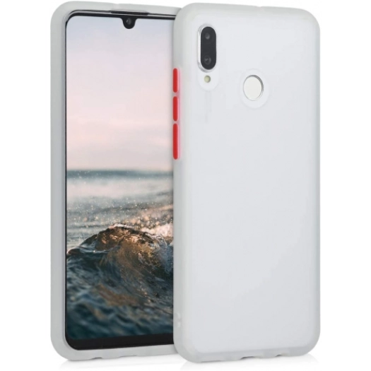 Huawei Y7 2019 Kılıf Exlusive Arkası Mat Tam Koruma Darbe Emici - Beyaz