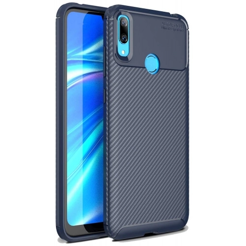Huawei Y7 2019 Kılıf Silikon Parmak İzi Bırakmayan Karbon Soft Negro Kapak - Lacivert