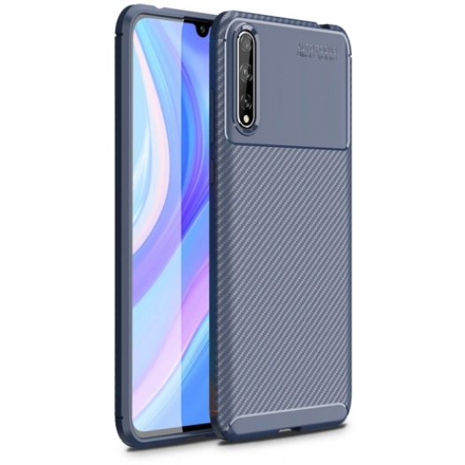 Huawei Y8p Kılıf Silikon Parmak İzi Bırakmayan Karbon Soft Negro Kapak - Lacivert