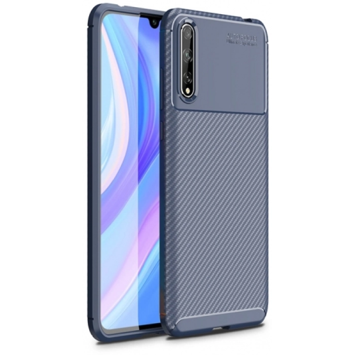 Huawei Y8p Kılıf Silikon Parmak İzi Bırakmayan Karbon Soft Negro Kapak - Lacivert