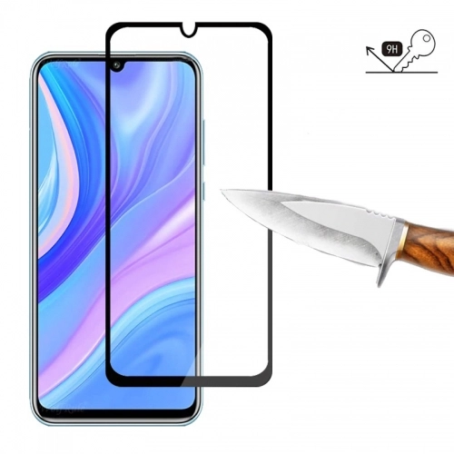 Huawei Y8p Kırılmaz Cam Tam Kapatan Kenarları Kırılmaya Dayanıklı Cam Ekran Koruyucu - Siyah