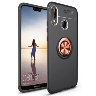 Huawei Y9 2019 Kılıf Renkli Silikon Yüzüklü Standlı Auto Focus Ravel Kapak - Rose Gold