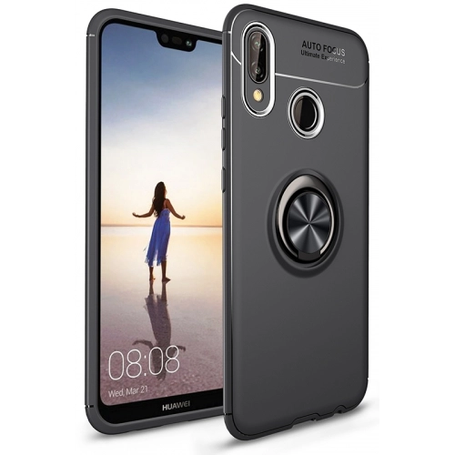 Huawei Y9 2019 Kılıf Renkli Silikon Yüzüklü Standlı Auto Focus Ravel Kapak - Siyah