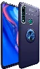 Huawei Y9 Prime 2019 Kılıf Auto Focus Serisi Soft Premium Standlı Yüzüklü Kapak - Mavi