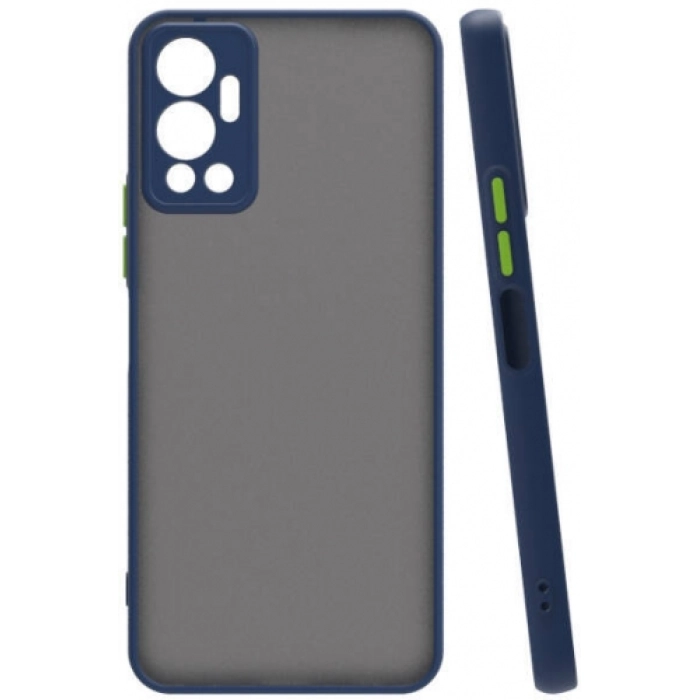 Infinix Hot 12 Kılıf Kamera Korumalı Arkası Şeffaf Mat Silikon Kapak - Lacivert