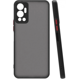 Infinix Hot 12 Kılıf Kamera Korumalı Arkası Şeffaf Mat Silikon Kapak - Siyah