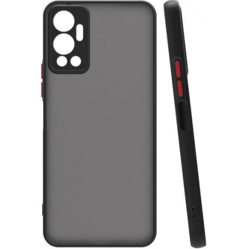 Infinix Hot 12 Kılıf Kamera Korumalı Arkası Şeffaf Mat Silikon Kapak - Siyah