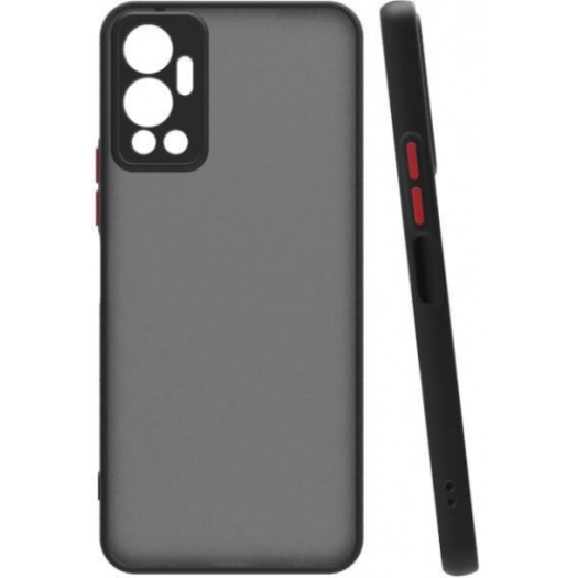 Infinix Hot 12 Kılıf Kamera Korumalı Arkası Şeffaf Mat Silikon Kapak - Siyah