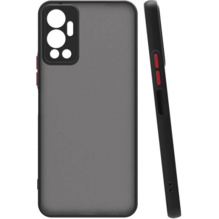 Infinix Hot 12 Kılıf Kamera Korumalı Arkası Şeffaf Mat Silikon Kapak - Siyah