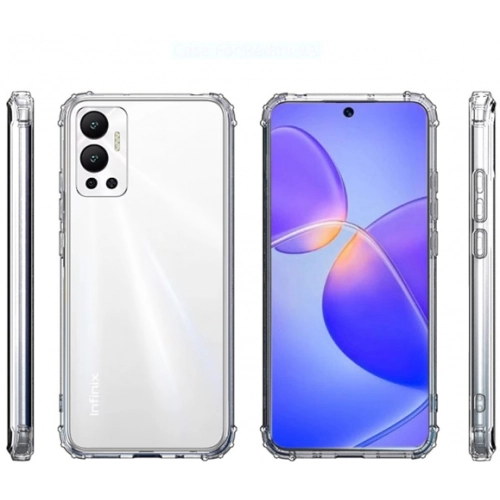 Infinix Hot 12 Kılıf Silikon Köşe Korumalı Airbag Darbe Emici Kapak - Şeffaf