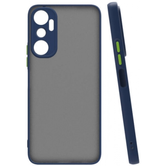 İnfinix Hot 20 Kılıf Kamera Korumalı Arkası Şeffaf Mat Silikon Kapak - Lacivert
