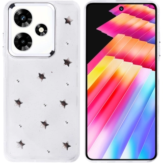 İnfinix Hot 30 Kılıf Airbag Tasarımlı Simli Şeffaf Zore Kutup Kapak - Yıldız