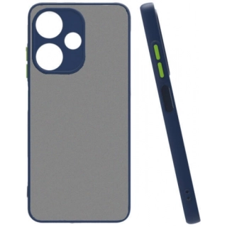 İnfinix Hot 30 Kılıf Kamera Korumalı Arkası Şeffaf Mat Silikon Kapak - Lacivert