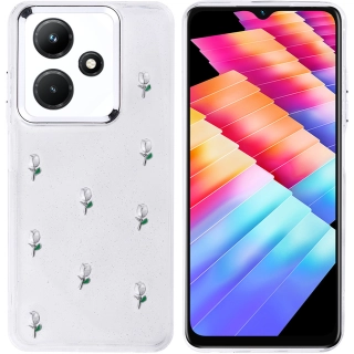 İnfinix Hot 30i Kılıf Airbag Tasarımlı Simli Şeffaf Zore Kutup Kapak - Lale