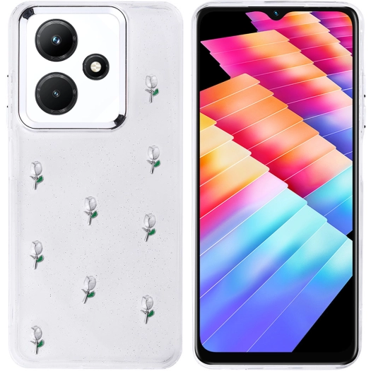 İnfinix Hot 30i Kılıf Airbag Tasarımlı Simli Şeffaf Zore Kutup Kapak - Lale