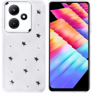 İnfinix Hot 30i Kılıf Airbag Tasarımlı Simli Şeffaf Zore Kutup Kapak - Yıldız