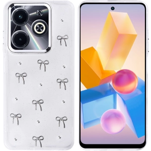 İnfinix Hot 40i Kılıf Airbag Tasarımlı Simli Şeffaf Zore Kutup Kapak - Fiyonk