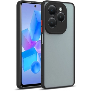 Infinix Hot 40i Kılıf Kamera Korumalı Arkası Şeffaf Mat Silikon Kapak - Siyah