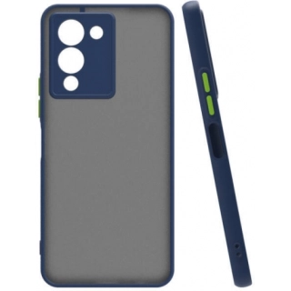 İnfinix Note 12 Kılıf Kamera Korumalı Arkası Şeffaf Mat Silikon Kapak - Lacivert