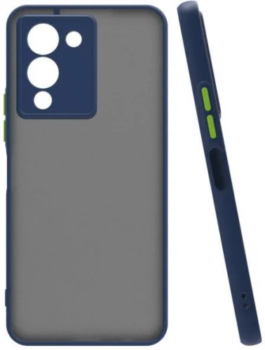 İnfinix Note 12 Kılıf Kamera Korumalı Arkası Şeffaf Mat Silikon Kapak - Lacivert