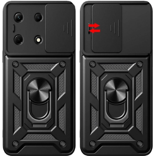 Infinix Note 30 Kılıf Zırhlı Standlı Silikon Sürgülü Kamera Korumalı Tank Kapak - Mavi