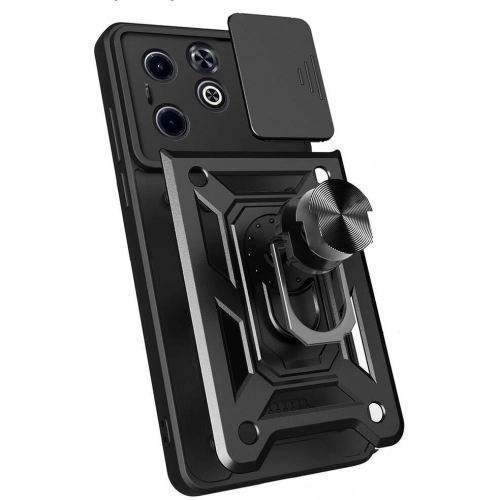 Infinix Smart 8 Kılıf Zırhlı Standlı Silikon Sürgülü Kamera Korumalı Tank Kapak - Mavi