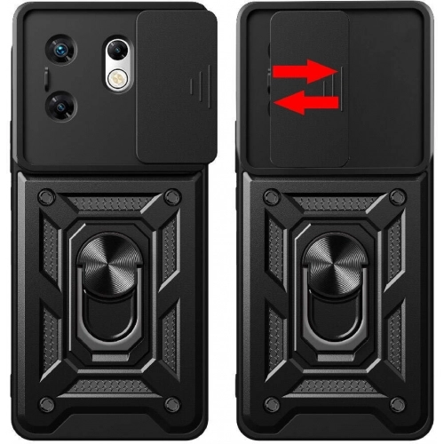 Infinix Zero 30 4G Kılıf Zırhlı Standlı Silikon Sürgülü Kamera Korumalı Tank Kapak - Mavi