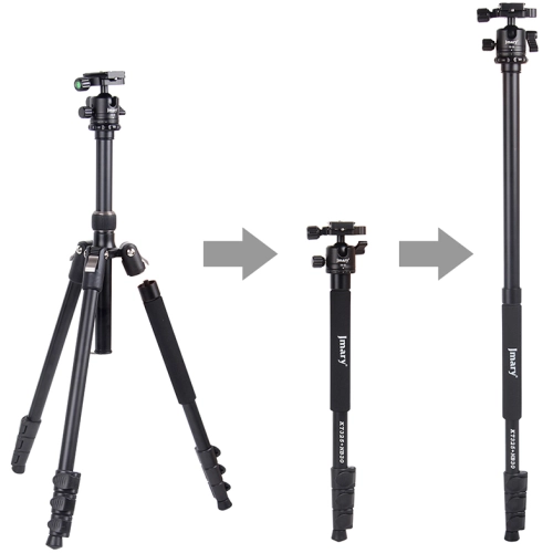 Jmary KT3255NB30 3 Kademeli 164.5cm Fonksiyonel Ayrılabilir Monopod Tasarım Başlıklı Tripod - Siyah