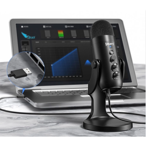 Jmary MC-PW8 Gürültü Önleyici Anti-Şok Teknoloji Tak Çalıştır Ekolu Stüdyo Mikrofon - Siyah