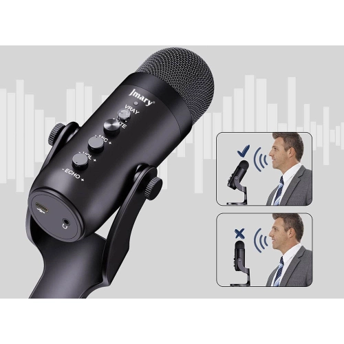 Jmary MC-PW8 Gürültü Önleyici Anti-Şok Teknoloji Tak Çalıştır Ekolu Stüdyo Mikrofon - Siyah