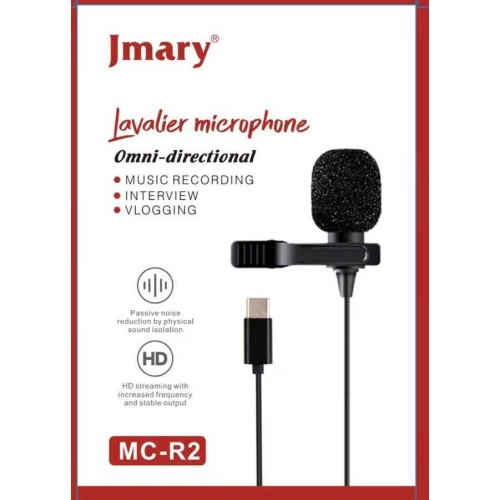 Jmary MC-R2 Type-C Canlı Yayın Yaka Mikrofon - Siyah