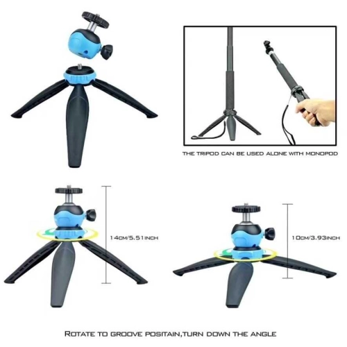 Jmary MT-20 Tripod 360 Derece Oynar Başlıklı Çok Yönlü Kısa Telefon Sabitleyici 16 cm - Siyah
