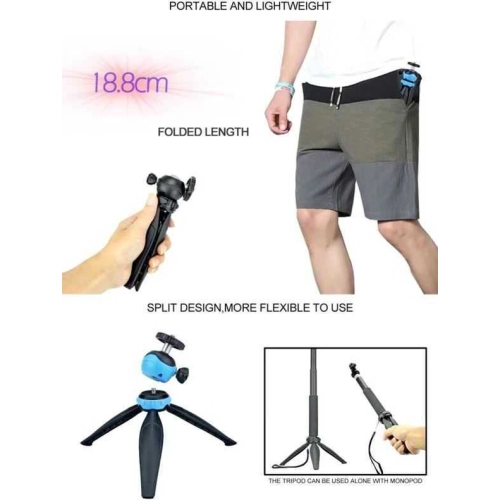 Jmary MT-20 Tripod 360 Derece Oynar Başlıklı Çok Yönlü Kısa Telefon Sabitleyici 16 cm - Siyah