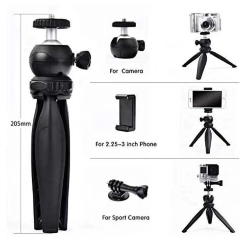 Jmary MT-20 Tripod 360 Derece Oynar Başlıklı Çok Yönlü Kısa Telefon Sabitleyici 16 cm - Mavi