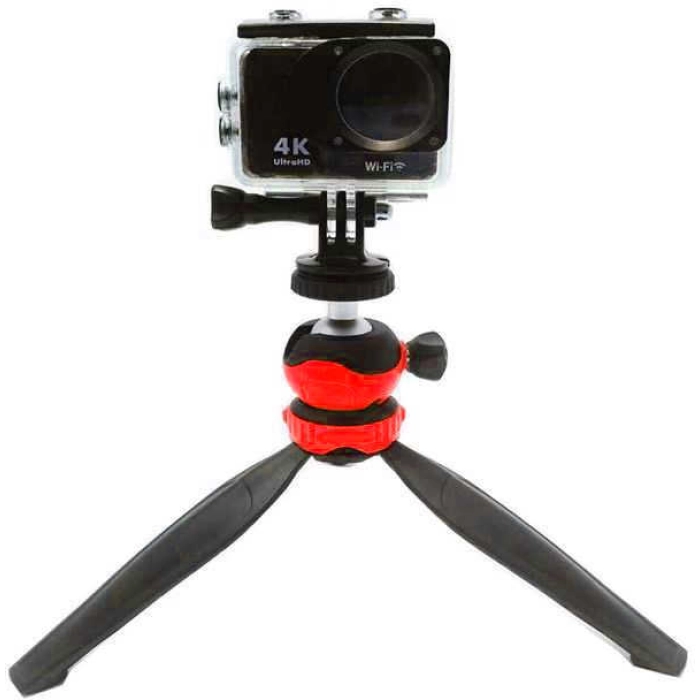 Jmary MT-20 Tripod 360 Derece Oynar Başlıklı Çok Yönlü Kısa Telefon Sabitleyici 16 cm - Kırmızı